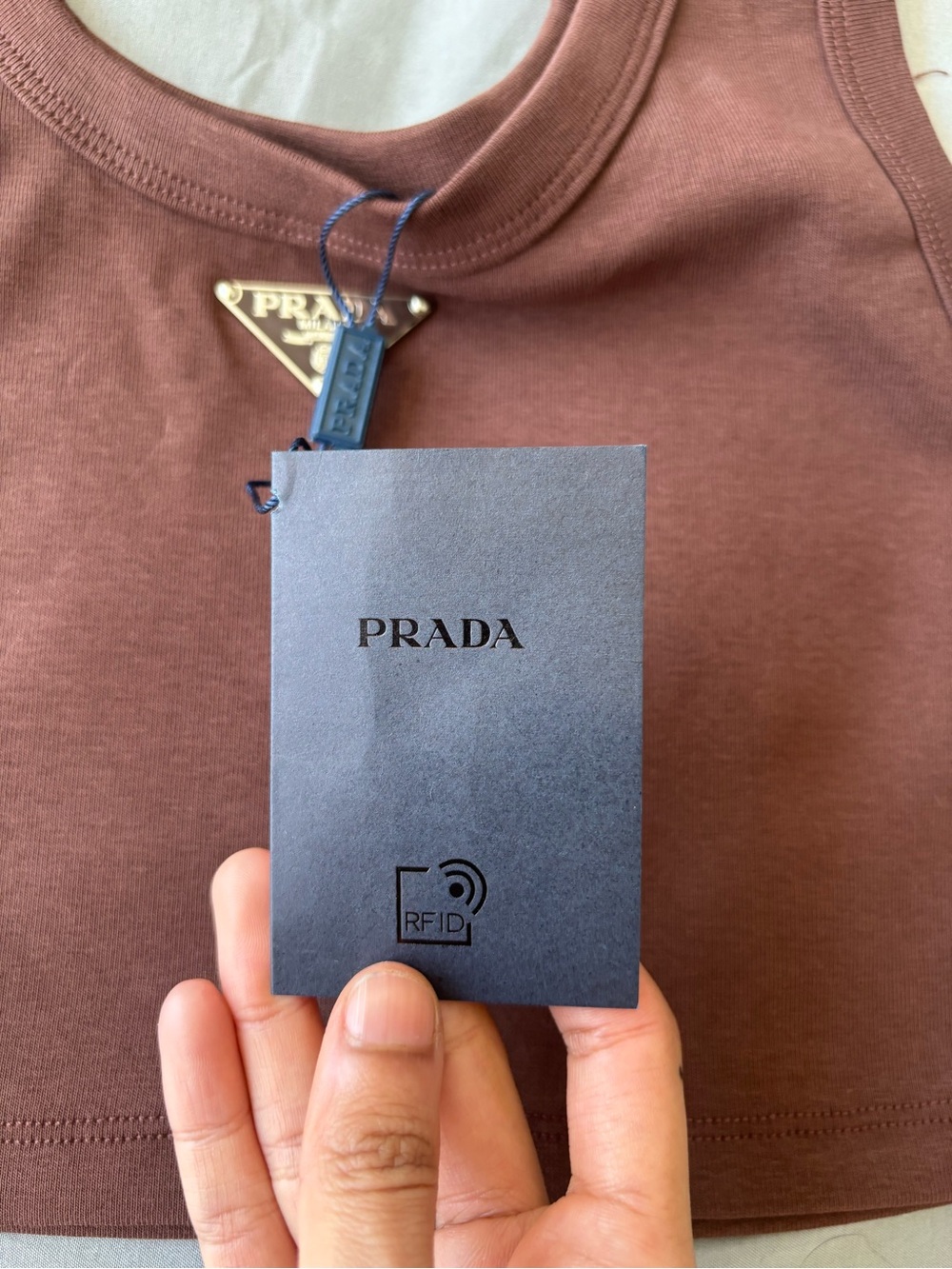 Prada Brown Scoop Neck Cropped Tank - Picture 10 of 12